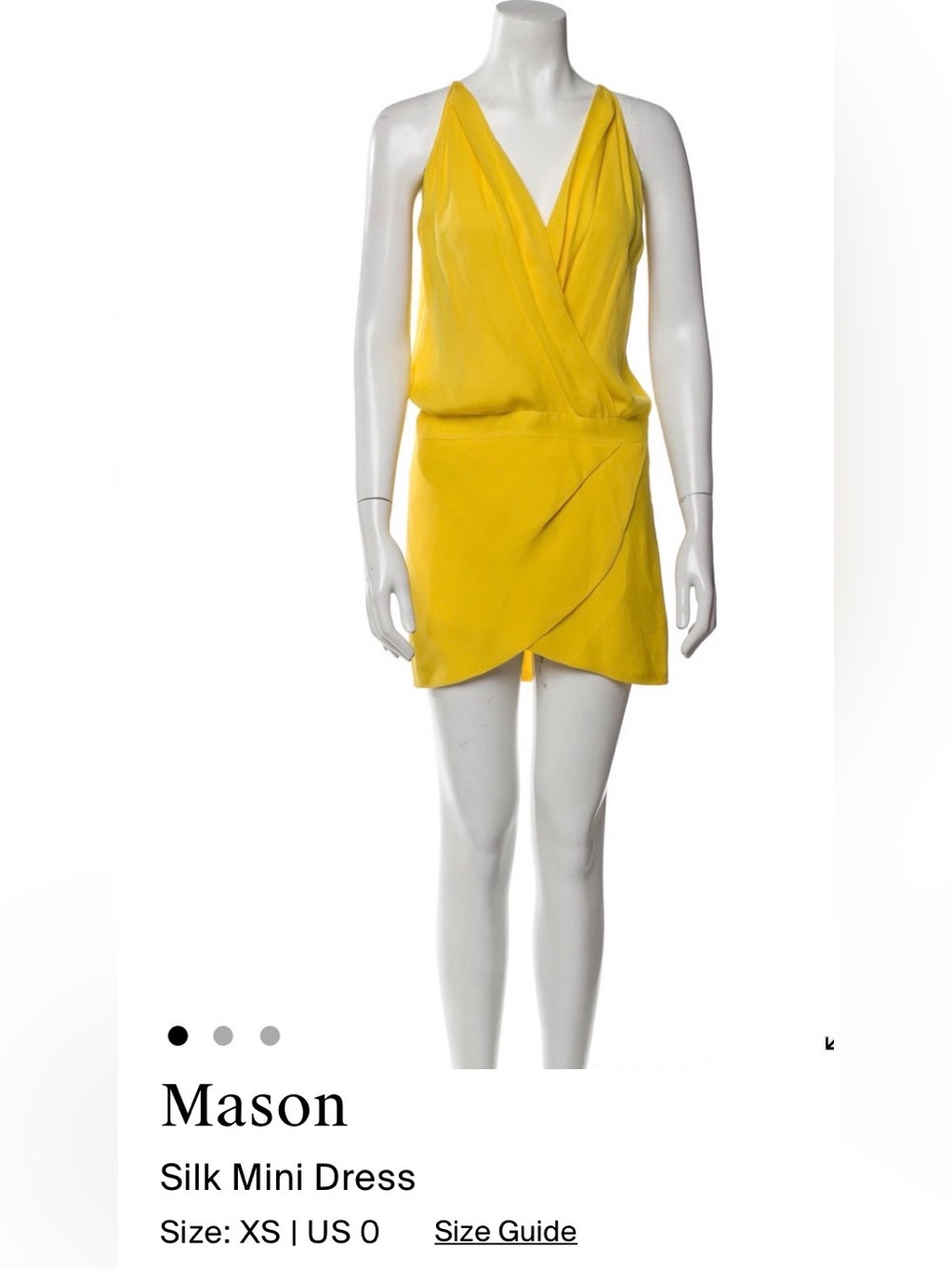 Mason Bright Yellow Silk Wrap Mini Dress